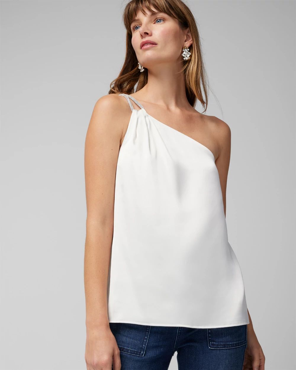 Satin one shoulder top store